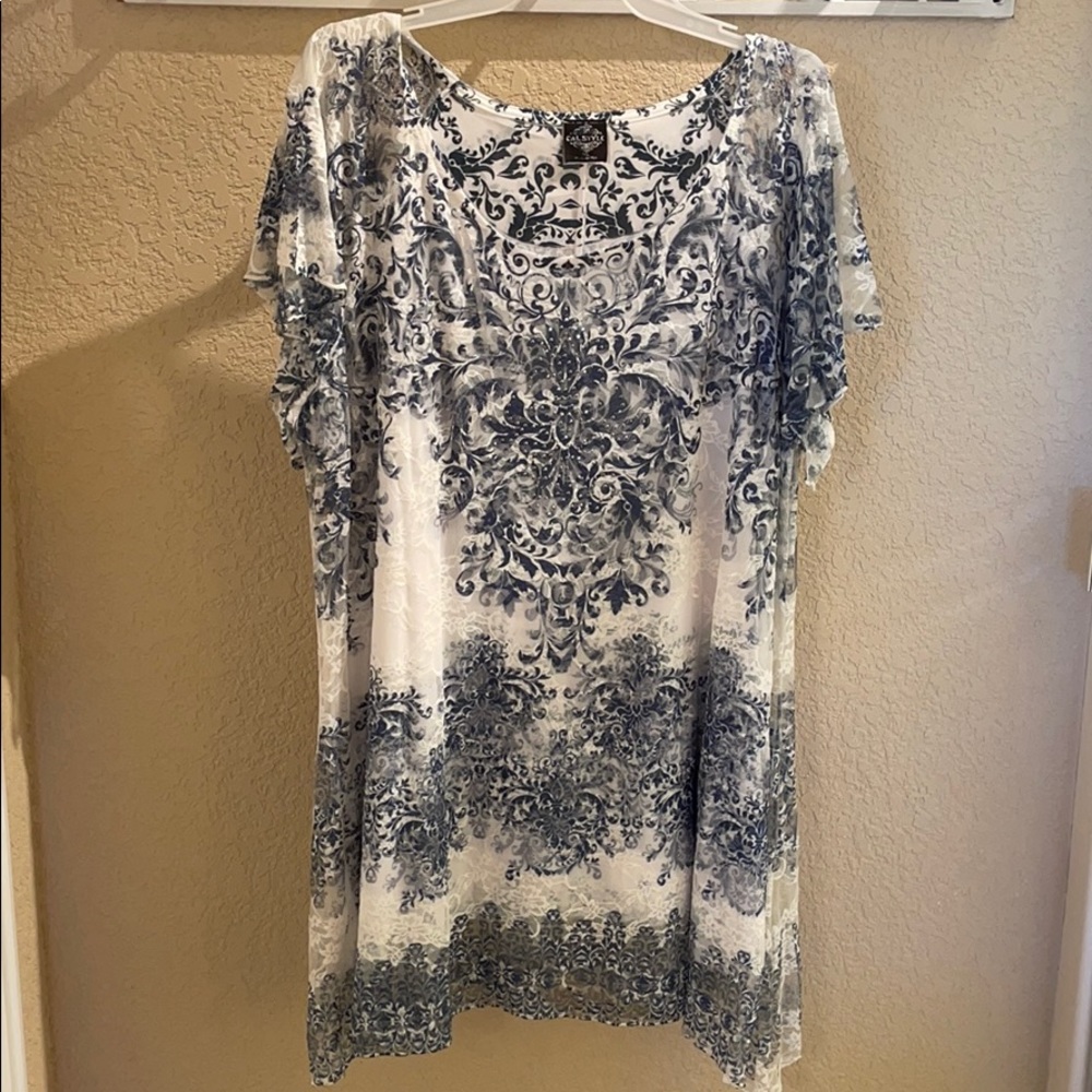 Cal style XL short sleeve sheer shirt